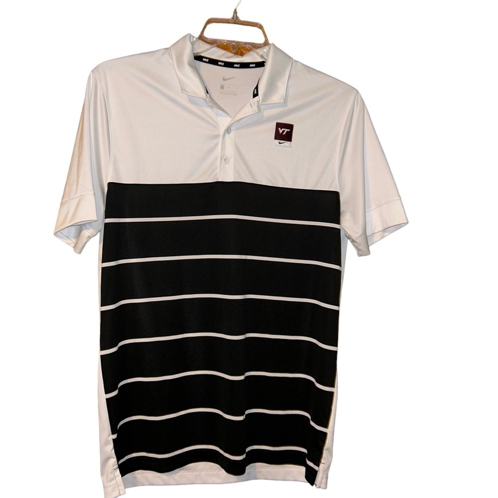 Men Nike Virginia tech Hokies VT stripe golf polo shirt size M tennis